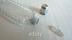 19th C. Cut Glass Lay-Down 4.5 Scent Bottle, Sterling Silver Top, c. 1890