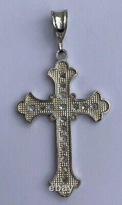 19th Century Sterling Silver 925 Crystal Glass Rhinestones Cross Pendant A78