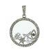 1.09 Tcw Natural Diamond Glass Shaker W Charms Pendant In 925 Sterling Silver
