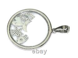 1.09 TCW Natural Diamond Glass Shaker w Charms Pendant in 925 Sterling Silver