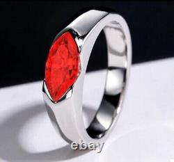 1.42TCW Marquise Glass Filled Ruby Engagement Wedding Ring 925 Sterling Silver