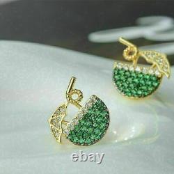 1.50Ct Round Lab Created Emerald 925 Sterling Silver Drink Glass Stud Earrings
