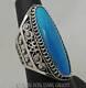 1 5/16 Sterling Silver 0.925 Estate Hand Wrought Turquoise Color Ring Size 6.5