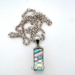 20 Sterling Silver, Rolo Chain with Dichroic Glass Pendant 32.9 Grams