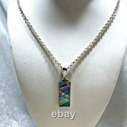 20 Sterling Silver, Rolo Chain with Dichroic Glass Pendant 32.9 Grams