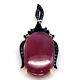 20 X 32 Mm. Red Heated Ruby & Blue Sapphire Pendant 925 Sterling Silver