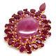 23 X 27 Mm. Oval Cabochon Red-pink Heated Ruby Brooch-pendant 925 Silver