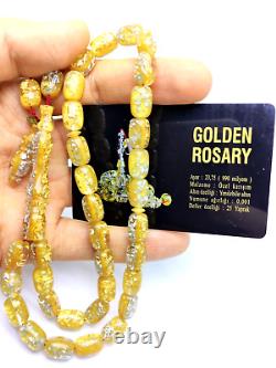 24k gold and 1000 Sterling Silver aircraft glass rosary, islamic rosary, tasbih