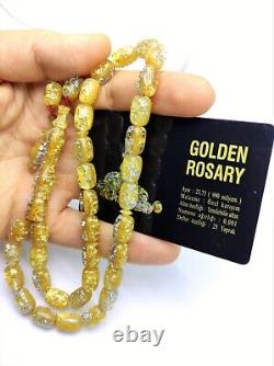 24k gold and 1000 Sterling Silver aircraft glass rosary, islamic rosary, tasbih