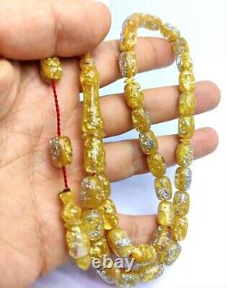 24k gold and 1000 Sterling Silver aircraft glass rosary, islamic rosary, tasbih