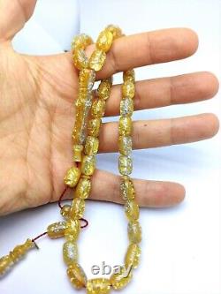 24k gold and 1000 Sterling Silver aircraft glass rosary, islamic rosary, tasbih