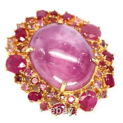 26 X 36 MM. Pink Ruby-Tourmaline Pendant With White Topaz Necklace 925 Silver