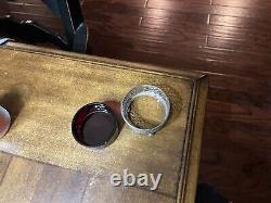 2.75x1.25 Antique Sterling Silver & Ruby Glass Footed Master Salt Cellar