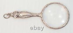 2 Antique Sterling Silver Chatelaine Miniature Magnifying Glasses