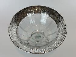 2 Beautiful Antique Sterling Silver Overlay Compote Dishes featuringEtched Glass