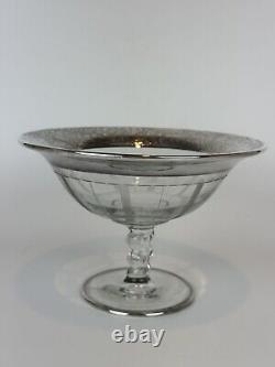 2 Beautiful Antique Sterling Silver Overlay Compote Dishes featuringEtched Glass