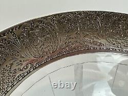 2 Beautiful Antique Sterling Silver Overlay Compote Dishes featuringEtched Glass