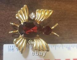 2 Same Fur Clips Bugs Red Glass Bodies Wings are. 925 Sterling Silver
