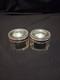 2 Sterling Silver Dresser Vanity Jar Beaded Design Faceted Glass Betty Monogram