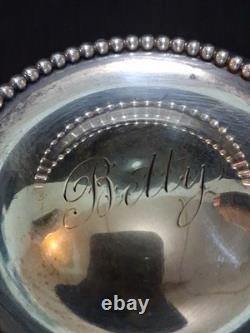 2 Sterling Silver Dresser Vanity Jar Beaded Design Faceted Glass Betty Monogram
