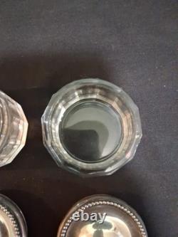 2 Sterling Silver Dresser Vanity Jar Beaded Design Faceted Glass Betty Monogram