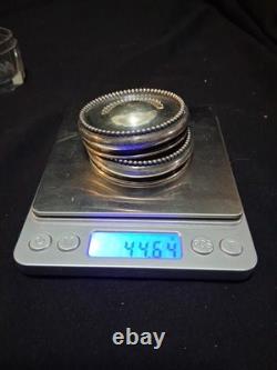 2 Sterling Silver Dresser Vanity Jar Beaded Design Faceted Glass Betty Monogram