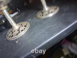 2 Vtg Mexican Filigree Medium Glass Sterling Silver Openwork Grap Pattern 104 G