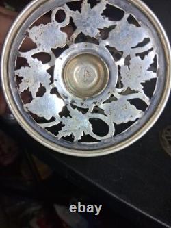 2 Vtg Mexican Filigree Medium Glass Sterling Silver Openwork Grap Pattern 104 G