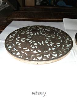 2-WEBSTER Co Sterling Silver and Glass Trivet or Coaster Lilies 6 ART NOUVEAU
