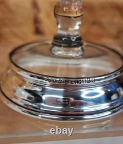 2x Watson Art Deco Glass Trumpet Vase with Sterling Silver Base Mid 20th Century
