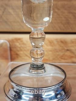 2x Watson Art Deco Glass Trumpet Vase with Sterling Silver Base Mid 20th Century