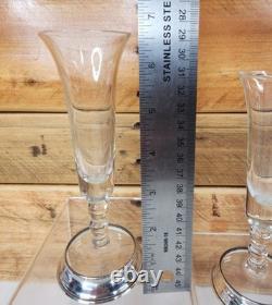 2x Watson Art Deco Glass Trumpet Vase with Sterling Silver Base Mid 20th Century