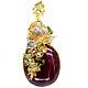 31x38mm. Red Heated Ruby, Peridot, Chrome Diopside & Sapphire Pendant 925 Silver