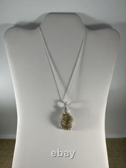 38.2 Carats Genuine Raw Libyan Desert Glass Sterling Silver Pendant