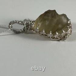 38.2 Carats Genuine Raw Libyan Desert Glass Sterling Silver Pendant