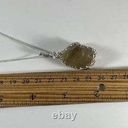 38.2 Carats Genuine Raw Libyan Desert Glass Sterling Silver Pendant