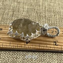 38.2 Carats Genuine Raw Libyan Desert Glass Sterling Silver Pendant