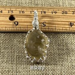 38.2 Carats Genuine Raw Libyan Desert Glass Sterling Silver Pendant