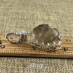 38.2 Carats Genuine Raw Libyan Desert Glass Sterling Silver Pendant