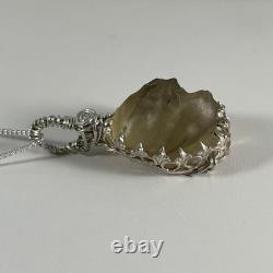 38.2 Carats Genuine Raw Libyan Desert Glass Sterling Silver Pendant