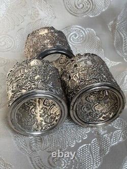 3 Antique Redlich & Co 925 Sterling Silver Glass/tumbler Holders