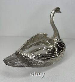 3 Antiques Sterling Silver & Moulded Glass Bowl Tray Swan Bailey Banks & Biddle