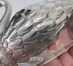 3 Antiques Sterling Silver & Moulded Glass Bowl Tray Swan Bailey Banks & Biddle