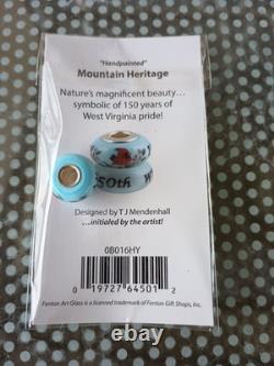 3 Fenton Hand Painted Glass & Sterling Silver Bead Charms 2 by T. J. Mendenhall