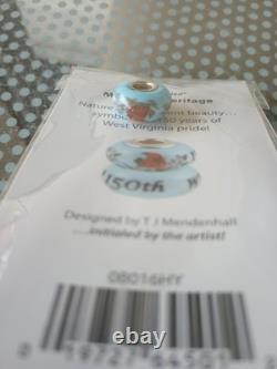 3 Fenton Hand Painted Glass & Sterling Silver Bead Charms 2 by T. J. Mendenhall