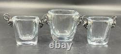 3 Strombergshyttan Einar Dragsted Swedish Glass Sterling Silver 925 Handle Vases