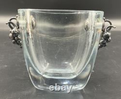 3 Strombergshyttan Einar Dragsted Swedish Glass Sterling Silver 925 Handle Vases