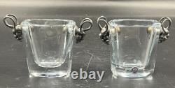 3 Strombergshyttan Einar Dragsted Swedish Glass Sterling Silver 925 Handle Vases