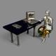 3 Vittorio Angini Murano Glass Sterling Silver Computer Table Man Vntg Figurine