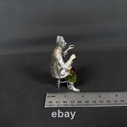 3 Vittorio Angini Murano Glass Sterling Silver Computer Table Man vntg Figurine